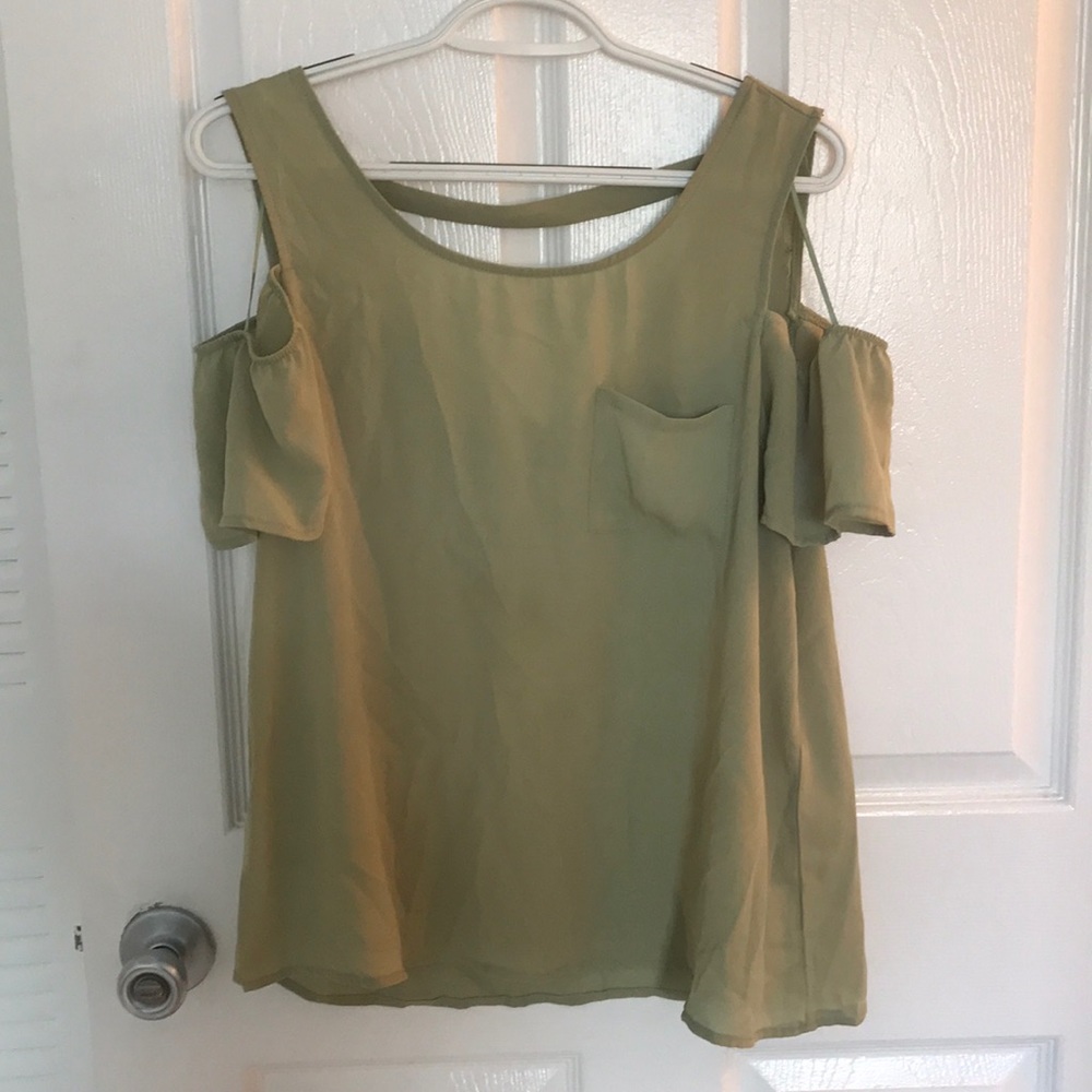 Lily White cold shoulder open back blouse
